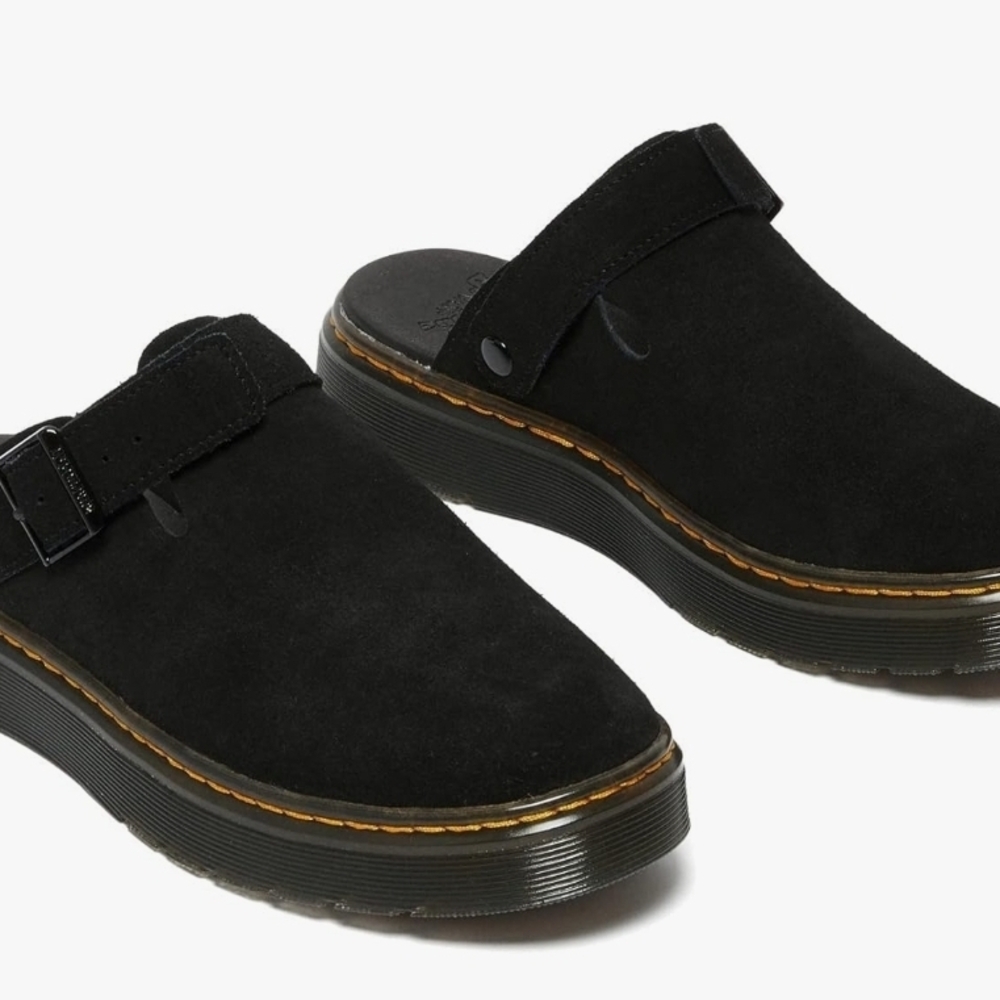 NEW Dr. Martens Black Suede Carlson Mule Slip-On Shoes